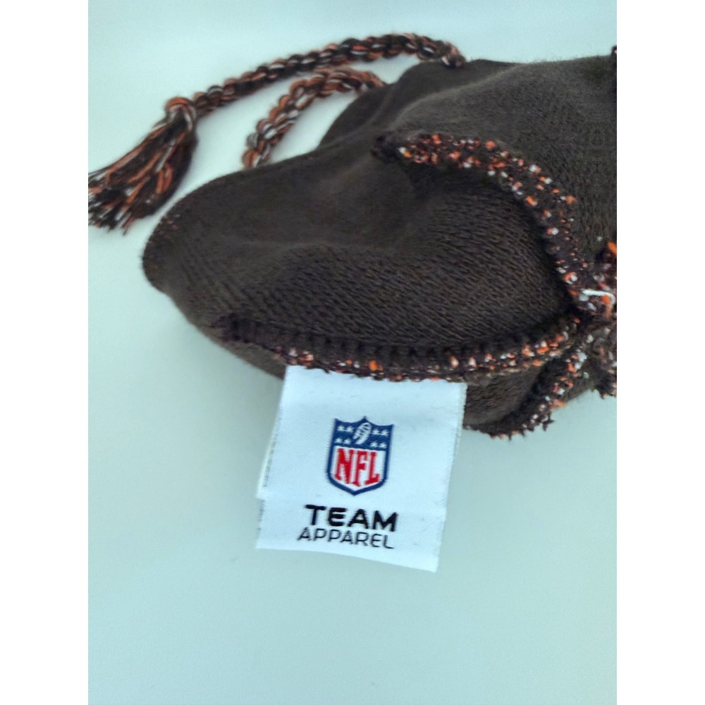 NFL Cleveland Browns Knit Trapper Hat Beanie Pom Braided Tassels NWT - Picture 2 of 4